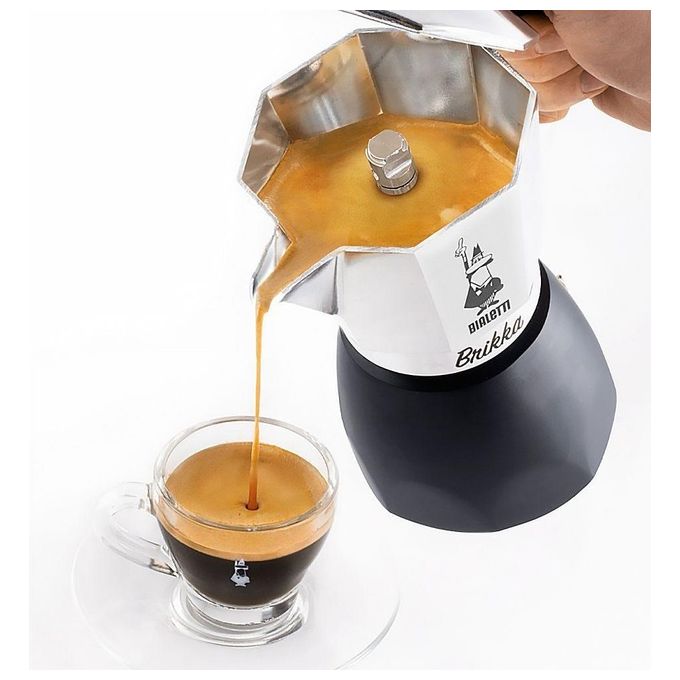 Bialetti 7327 Brikka Caffettiera Moka 2 Tazze 100 ml Valvola Brevettata colore Nero