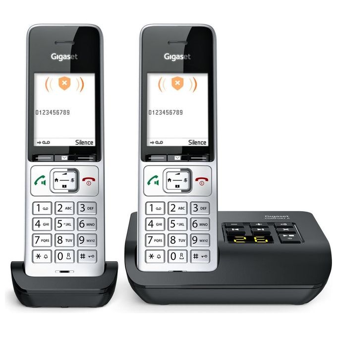 Gigaset L36852-H3023-B101 COMFORT 500A duo Telefono analogico DECT con vivavoce e identificatore di chiamata colore Nero Argento