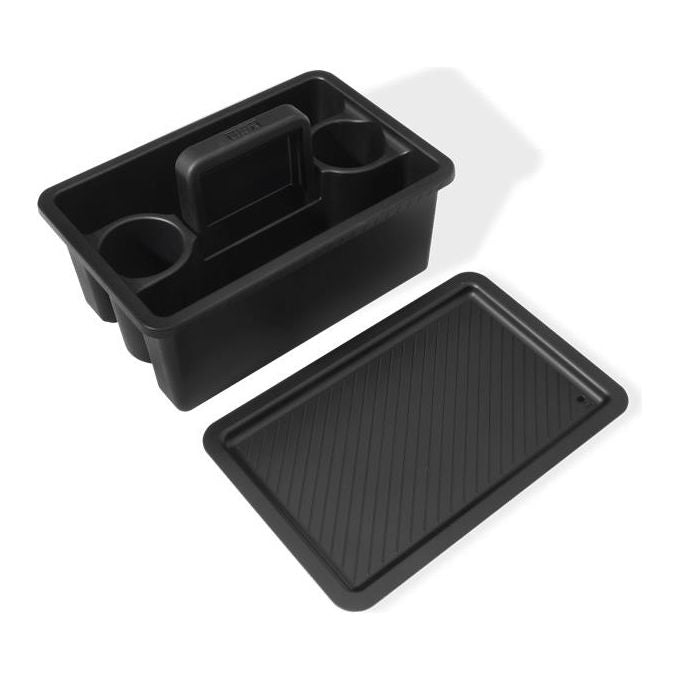 Weber 3400128 Weber Works Cestello di Trasporto con Coperchio a Vassoio in Plastica Resistente e Maniglia Pieghevole Compatibile con Ripiani Laterali Works colore Nero