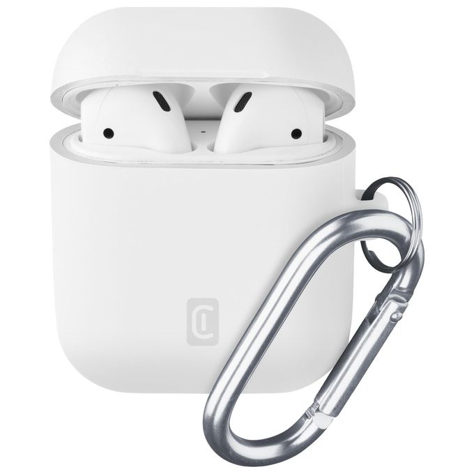 Cellular Line Bounce per AirPods 1and2 Custodia per AirPods in silicone soft-touch con gancio Bianco