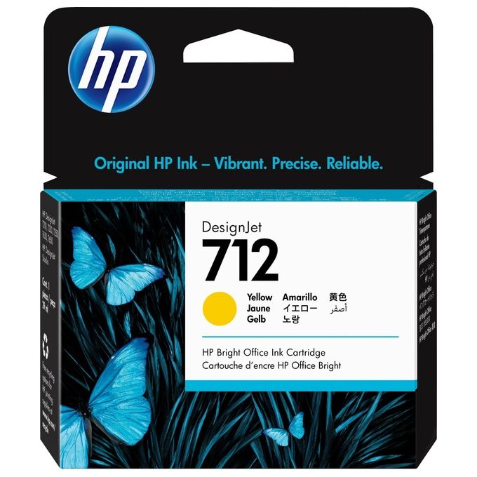 HP 3ED69A Cartuccia di inchiostro giallo originale HP 712 da 29 ml tecnologia a getto termico colore Giallo