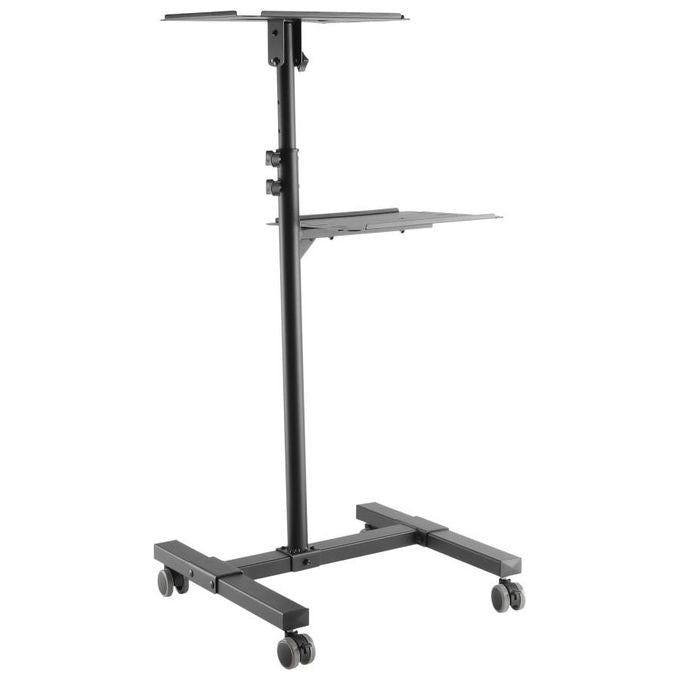 Techly 362145 Carrello per Proiettore Regolabile con 2 Mensole Altezza 950 1450 mm Inclinazione ±12° Portata 10 Kg colore Nero