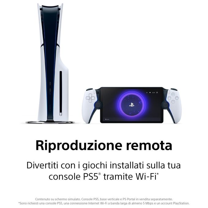 Sony 1000041537 PlayStation Portal Remote Player Accessorio PS5 Schermo LCD 8'' 1080p 60fps Wi-Fi DualSense colore Bianco