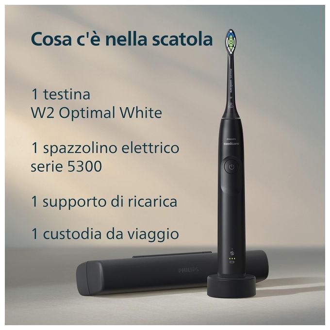 Philips HX7101-02 Sonicare 5300 Spazzolino elettrico sonico 1 modalita' Timer 2 intensita' sensore pressione autonomia 21 giorni colore Nero