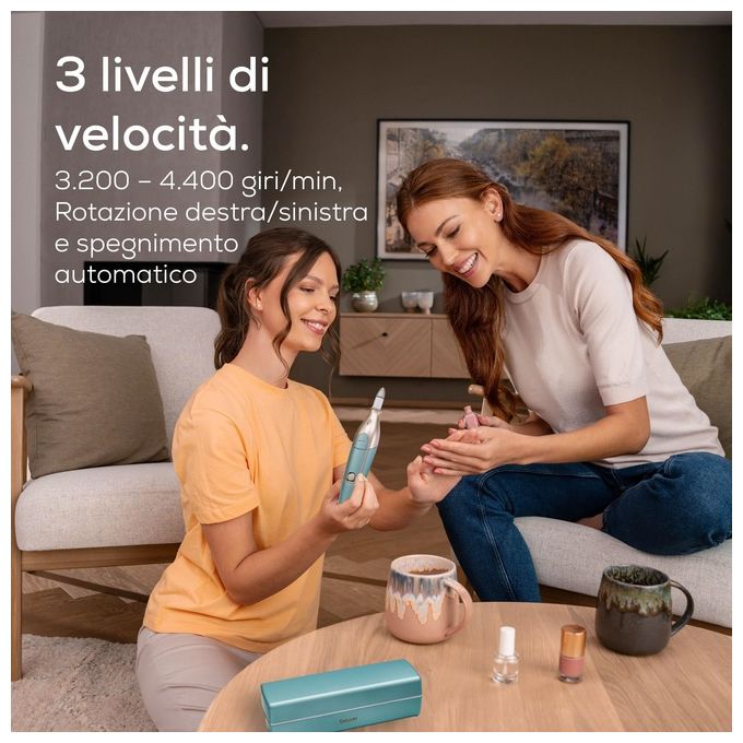 Beurer 57002 Set per manicure e pedicure MP 84 con 10 accessori in zaffiro e feltro velocita' regolabili 3.200 3.800 4.400 rpm batteria ricaricabile al litio colore Oro