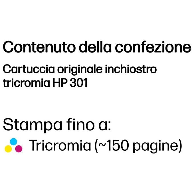 Hp cartuccia inchiostro 301 tricromia 165 pagine