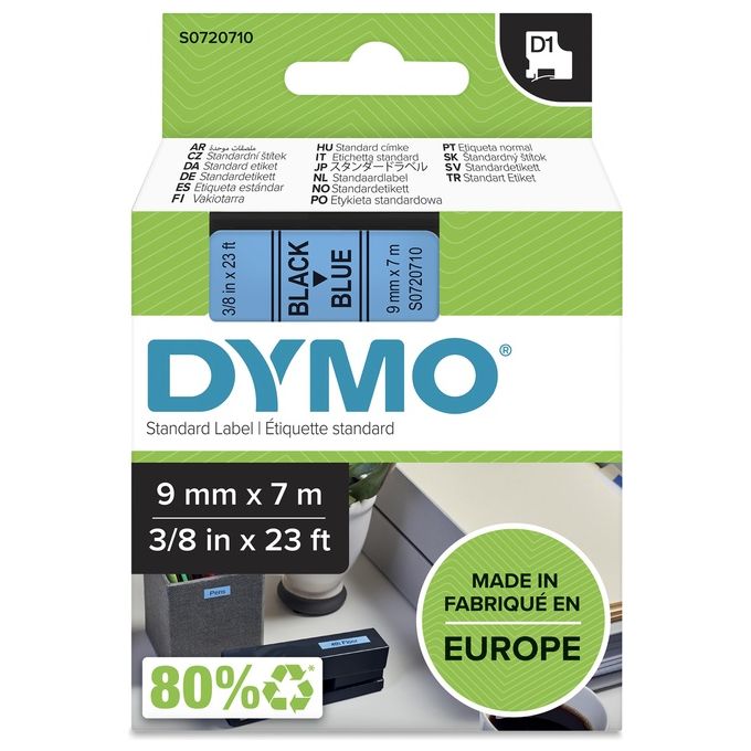 Dymo Nastro D1 9mmx7m Nero Blu