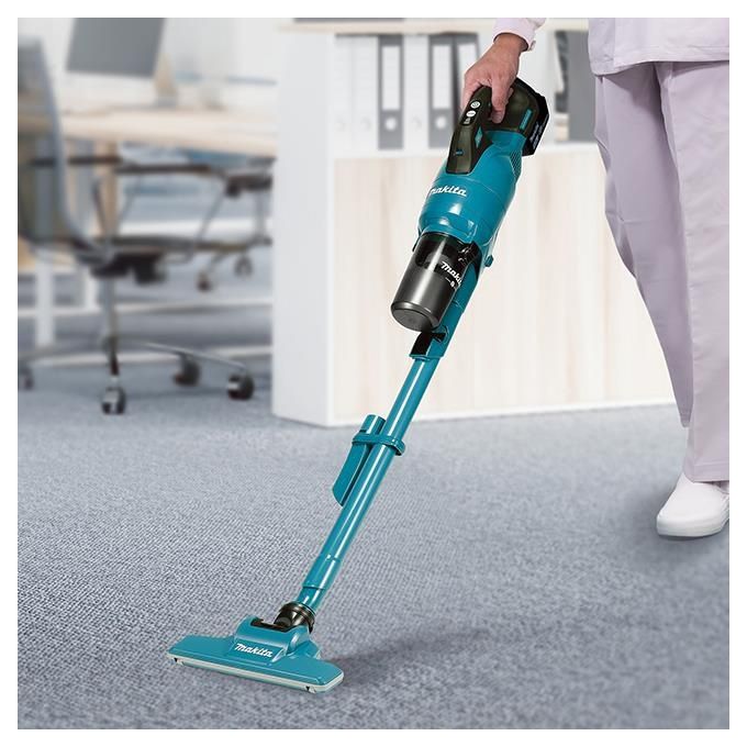 Makita DCL286FRF Aspirapolvere a bastone 2 in 1 ciclonico senza sacchetto 0,25 L 100 W fino a 38 min autonomia 4 velocita' motore brushless 18 V colore Nero Blu