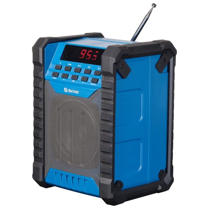 Denver WRB-60 Radio da lavoro con FM Bluetooth batteria ricaricabile IP54 colore Blu Grigio