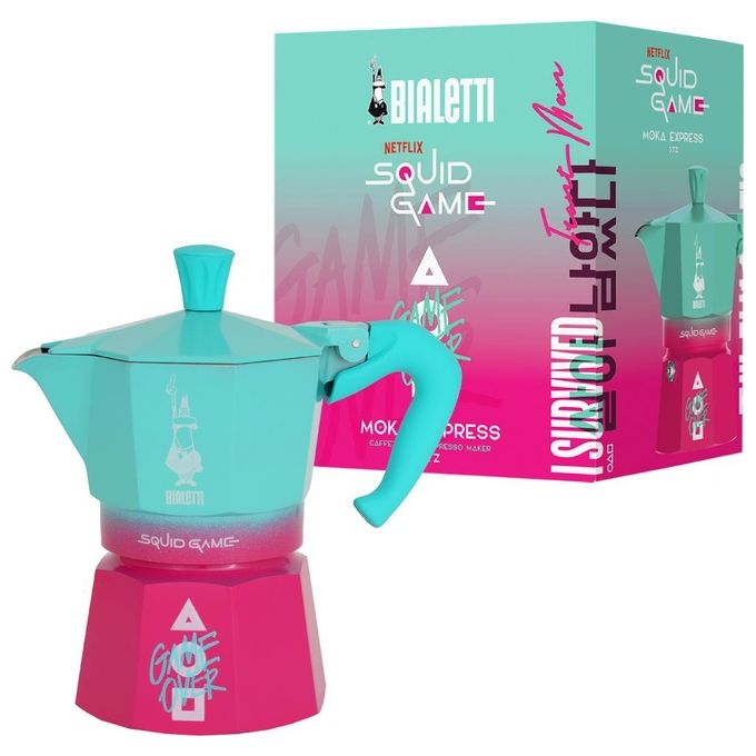 Bialetti 0005391 Moka Express Caffettiera Moka 3 tazze Alluminio colore Blu Rosa