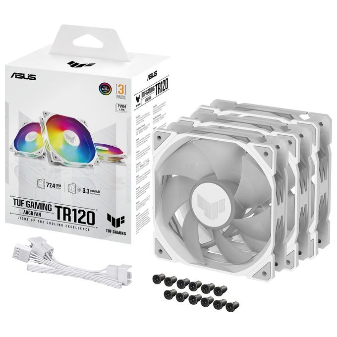 ASUS 90DA0093-B09020 TUF GAMING TR120 ARGB 3IN1 Raffreddatore d'aria 12 cm 2000 rpm 77 4 CFM 3 3 mmH2O colore Bianco