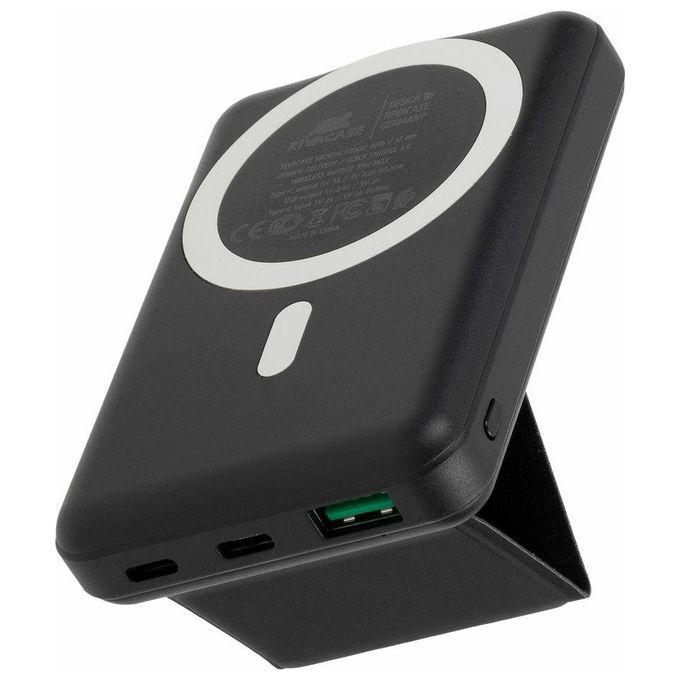 Rivacase VA2604 Power Bank MagSafe 10000 mAh Wireless Qi 15W QC PD 20W con Supporto Pieghevole