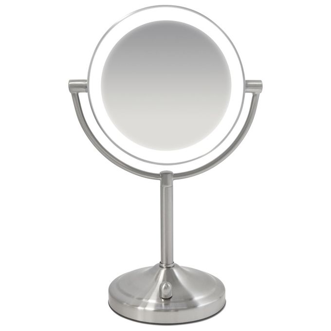 Homedics Beauty Spa Specchio Cosmetico Illuminato con Luci LED Specchio Double Face Rotante con Regolatore della Luce  Ingrandimento da 1X e 7X