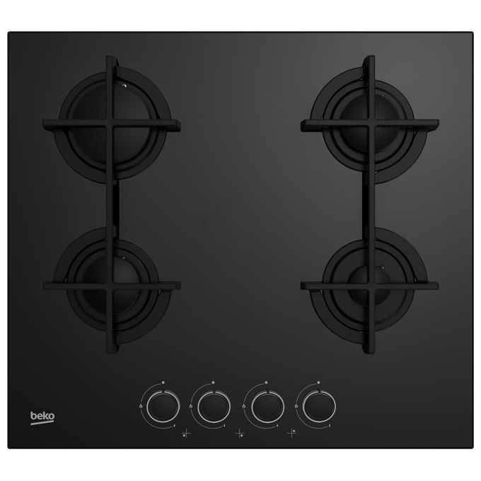 Beko HILG64225SB Piano cottura a gas 60 cm 4 fuochi griglie in ghisa comandi frontali accensione elettronica colore Nero