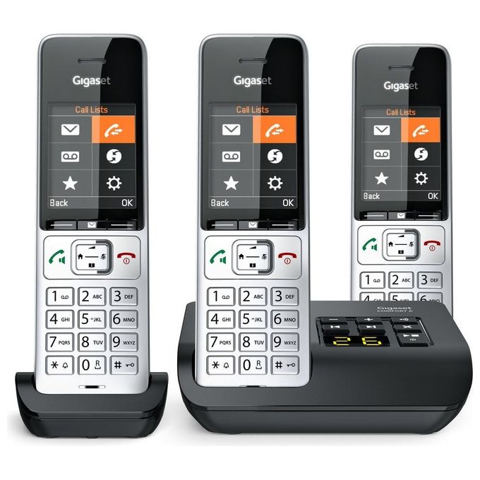 Gigaset COMFORT 500A TRIO Telefono Cordless DECT GAP Segreteria Telefonica Vivavoce Rubrica 200 voci Display 2.2'' colore Nero Argento