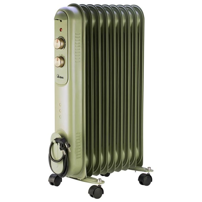 Ardes AR4R09VIN Curvy 9 Retro Radiatore ad Olio 2000W 9 Elementi Termostato Regolabile 3 Livelli di Potenza colore Verde