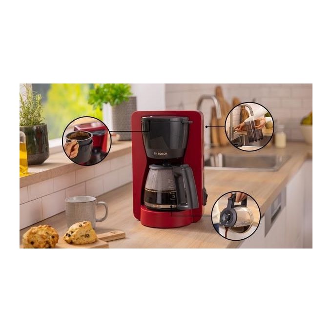 Bosch TKA2M114 Macchina da caffe' Manuale 1,25 L 15 tazze Funzione Mantieni al Caldo colore Rosso