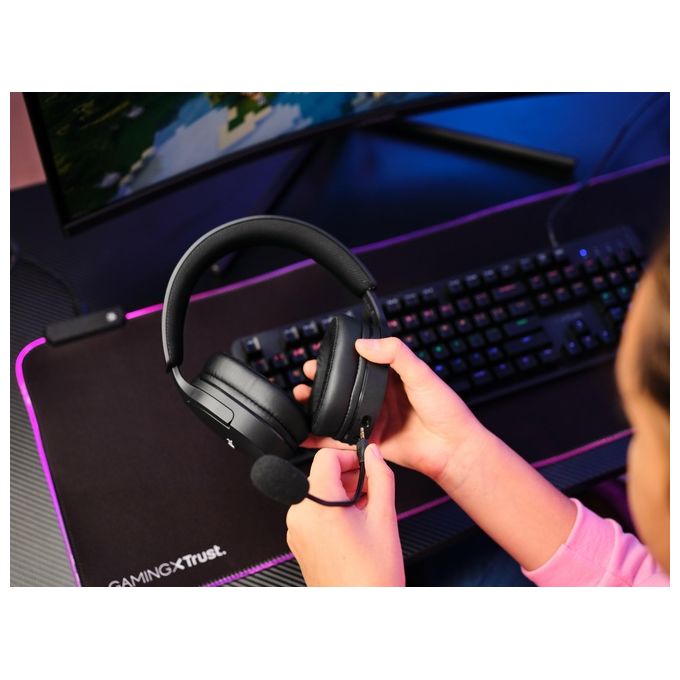 Trust 24901 GXT 491 Fayzo Cuffie Gaming Wireless Bluetooth 2.4 GHz Surround 7.1 50 mm 22 ore RGB colore Nero