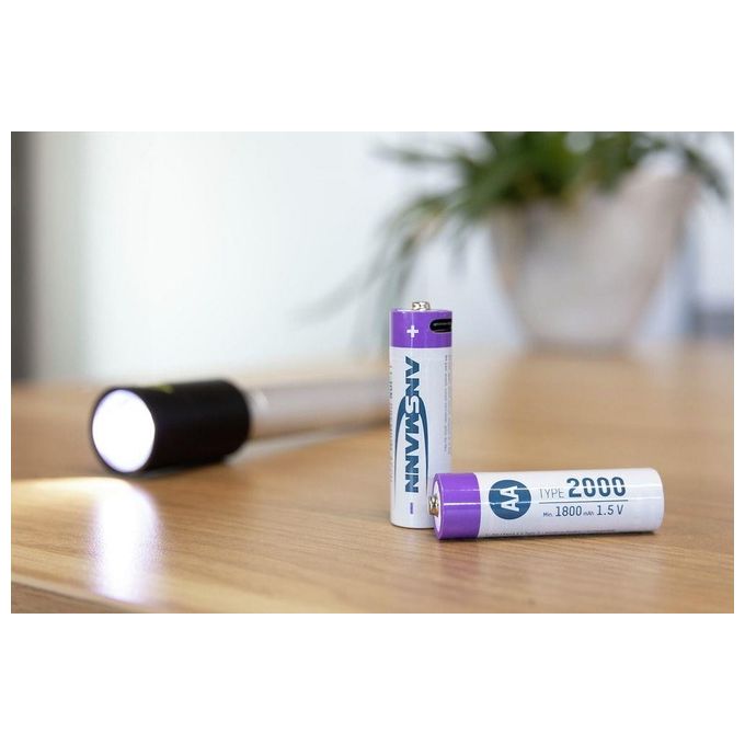 Ansmann Lithium Akku Mignon AA 1800mAh  Cable 4 Pezzi