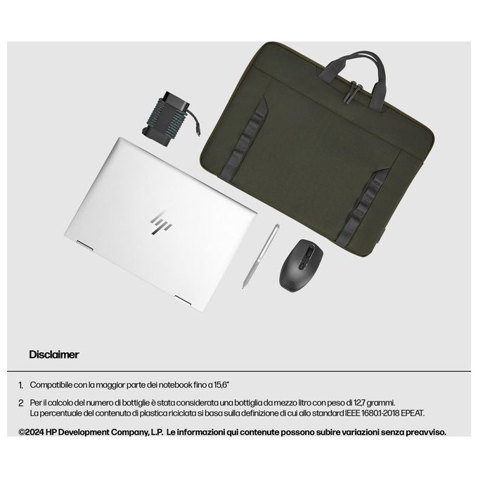 HP 9J498AA Custodia Modulare per Laptop 15.6'' Resistente all'Acqua con Tracolla Rimovibile colore Verde Grigio