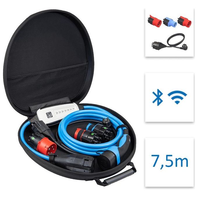 NRGkick 12801061 Optimal Stazione di Ricarica Portatile 32A 22 kW con Cavo Tipo 2 7,5 m GSM WLAN inclusi Adattatore e Custodia colore Nero