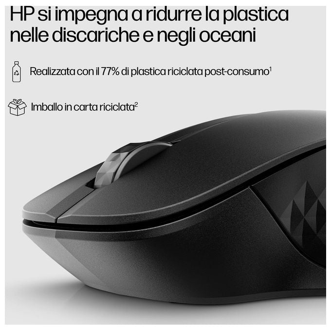 HP 3B4Q2AA 430 Mouse Wireless Multi-Dispositivo Bluetooth 5.2 e Dongle USB-A 1200 DPI 5 Pulsanti Batteria 24 Mesi colore Nero