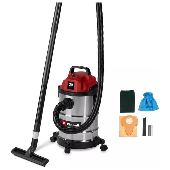 Einhell 2347410 TC-VC 2045 S Aspiratore solidi e liquidi 20 L 900 W 78 dB colore Rosso Acciaio inox