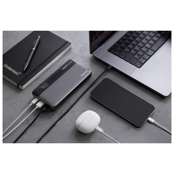 Intenso 7350060 Power Bank HE25000 Batteria Portatile 25000 mAh 140 W con Ricarica Rapida Power Delivery 3.1 colore Nero Grigio