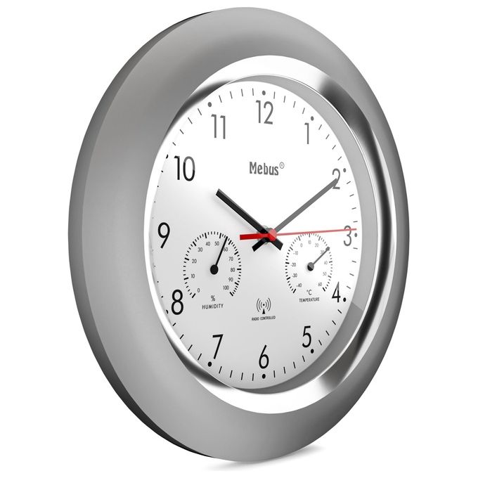 Mebus 19454 Orologio da Parete Radiocontrollata con Termometro e Igrometro