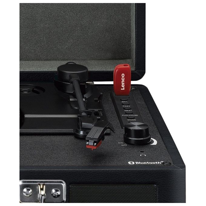 Lenco TT-115BK Giradischi con trasmissione a cinghia Manuale Bluetooth 5.0 USB Preamplificatore integrato 33 45 78 giri-min colore Nero