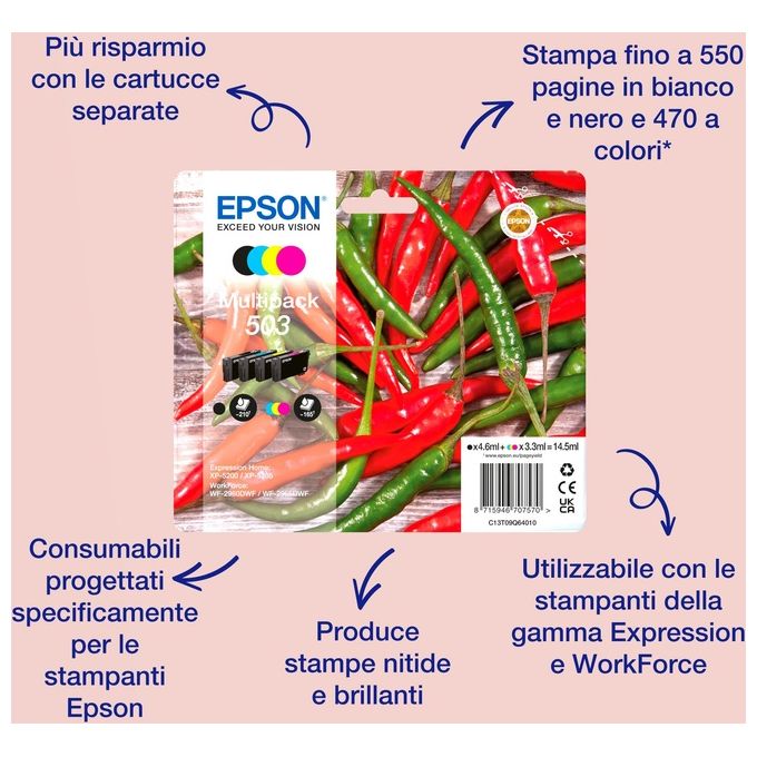 Epson 503 Cartuccia D'Inchiostro Originale Resa Standard Giallo