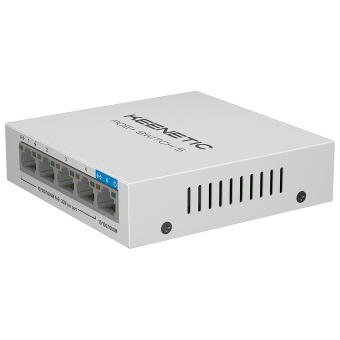Keenetic KN-4610-01-EU Switch 5 porte Gigabit con 4 porte PoE+ e 60W di potenza erogabile colore Bianco