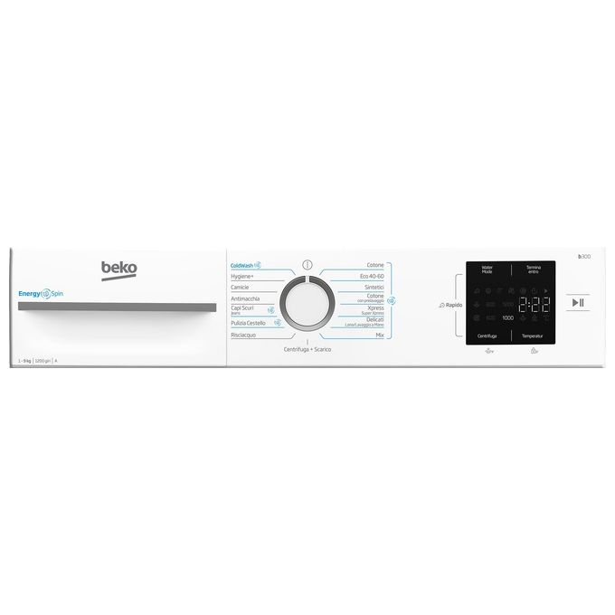 BEKO BMWU3921W Lavatrice a carica frontale 9Kg 1200 giri Classe a 1Motore Inverter 15 Programmi Vapore 845x600x546mm Bianco