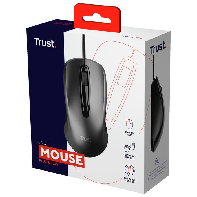 Trust Carve Mouse Usb Tipo A Ottico 1200 Dpi Ambidestro