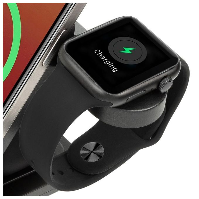 RivaCase VA4916 Caricatore Stand Wireless 3 in 1 Compatibile con iPhone Samsung e Apple Watch 15 W colore Nero