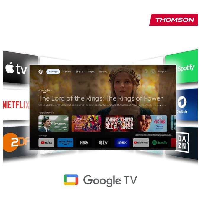 Thomson BOX PLUS 270G Streaming Box 4K Ultra HD Google TV Android 12 3GB 32GB Wi-Fi Dolby Vision colore Grigio