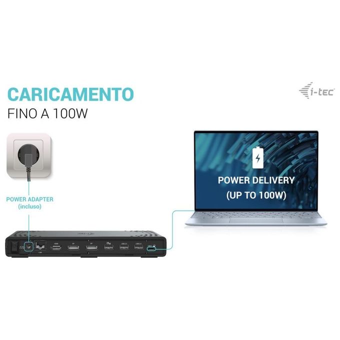 I-TEC C31TRIPLE4KDOCKPDIT Docking Station USB-C Triplo Display 4K 100W PD con USB 3.2 Gen 2 HDMI DisplayPort Ethernet colore Nero