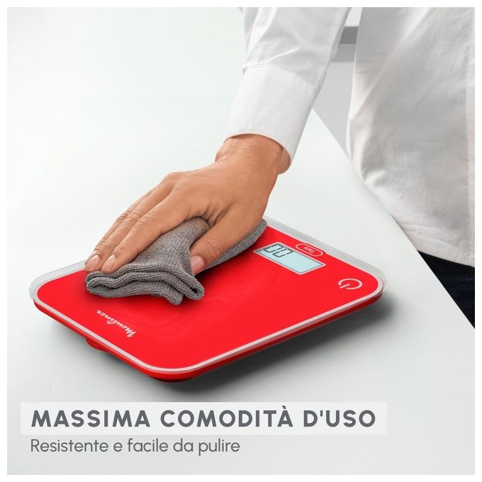 Moulinex BN50U3 Bilancia da Cucina Digitale Elettronica Capacita' 5 Kg Display LCD colore Rosso