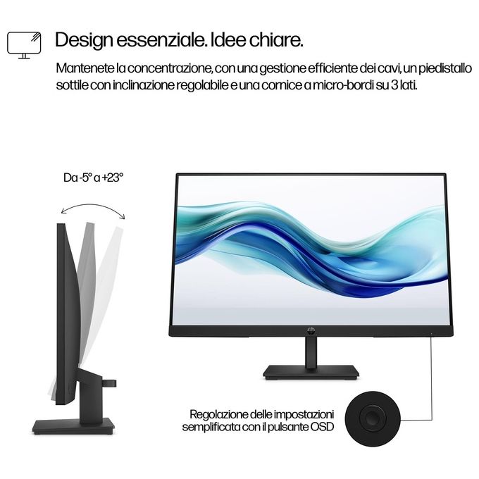 HP 9U5J5UT#ABB Serie 3 Pro Monitor 23.8'' FHD 1920x1080 IPS 100 Hz HDMI DisplayPort VGA colore Nero