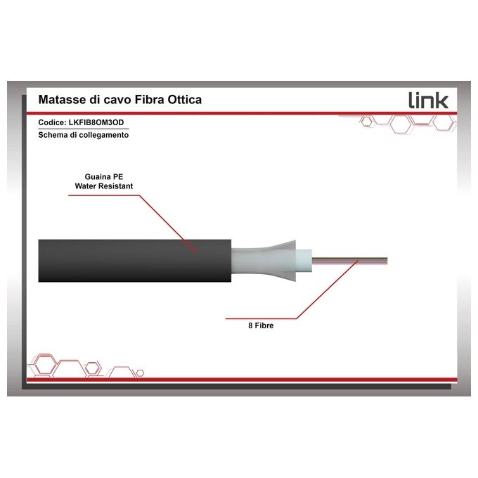 Link Cavo Fibra Ottica da Esterno Dielettrico Om3 Antiroditore 8 Fibre