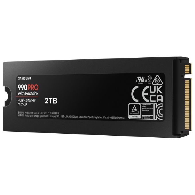 Samsung MZ-V9P2T0GW 990 PRO SSD Interno M.2 NVMe PCIe 4.0 2 TB 7450 MB-s con Dissipatore