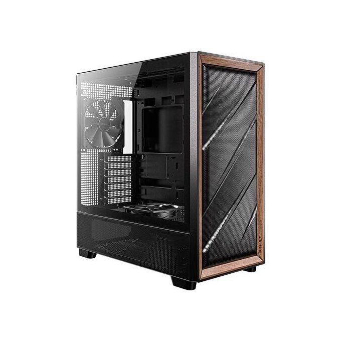 Antec FLUX Case PC Midi Tower Supporto E-ATX Pannello Laterale in Vetro Temperato e Inserti in Legno colore Nero