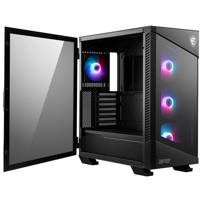 MSI 306-7G18R21-809 MPG Velox 100R Case PC Gaming Midi Tower Supporto GPU Verticale 4 Ventole ARGB USB Type-C Vetro Temperato colore Nero