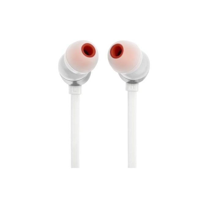 JBL Tune 310 C Auricolari In-Ear ad Alta Risoluzione Audio con Cavo Piatto Antigroviglio Comando a 3 Tasti Bassi Profondi JBL Pure Bass Bianco