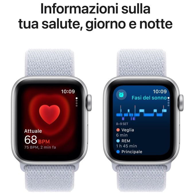 Apple MXGE3QL-A Apple Watch SE Smartwatch GPS + Cellular 40 mm Cassa in Alluminio Argento con Cinturino Sport Loop Blu Tempesta colore Blu Tempesta