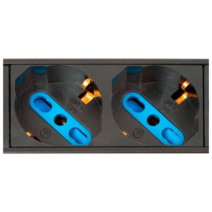 Link Multipresa da Rack 19'' 7 Prese Universali con Interruttore Spina Italiana 16A Cavo 3mt