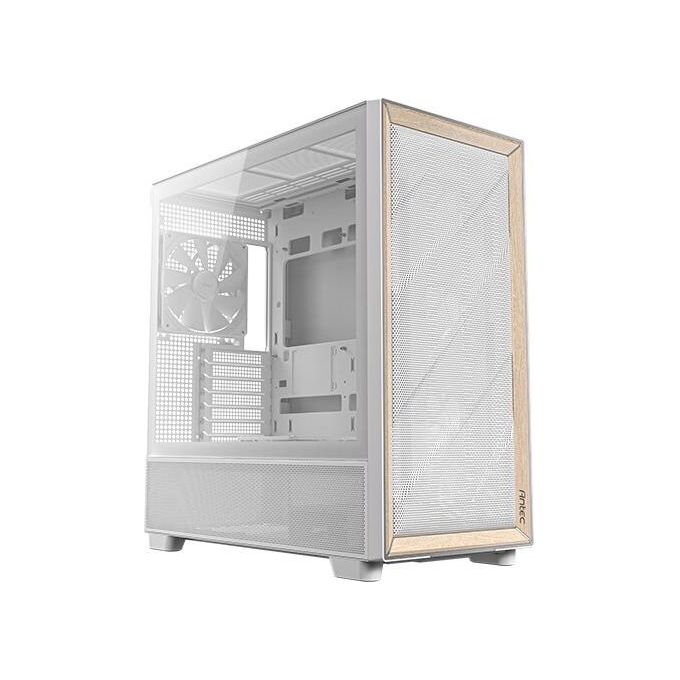 Antec FLUX WHITE Case PC Mid Tower con Vetro Temperato e Pannello Frontale in Legno di Betulla Supporto Radiatore 420 mm 5 Ventole PWM Incluse colore Bianco