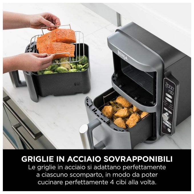 Ninja SL400EU Double Stack XL Friggitrice ad aria 9,5 L 2470 W 6 programmi doppio cestello colore Grigio