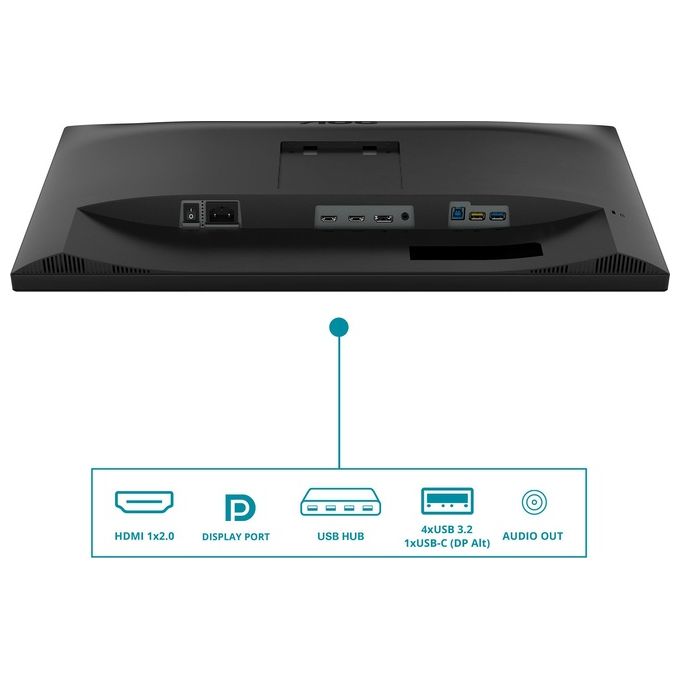 AOC CU34V5C-BK Monitor PC 34'' WQHD 3440x1440 LED VA Curvo 100Hz FreeSync USB-C 65W Altoparlanti 10W Regolabile Altezza VESA colore Nero