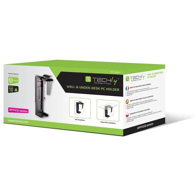 Techly Supporto per Cpu Sotto Scrivania Nero
